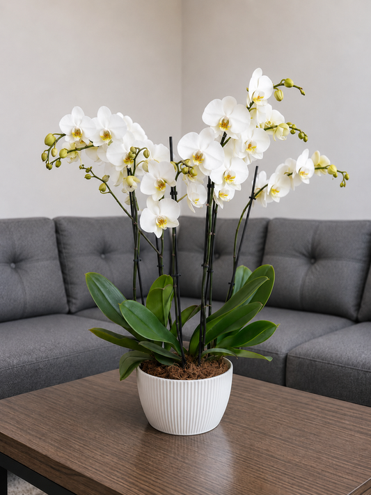 Arreglo de orquídeas blancas